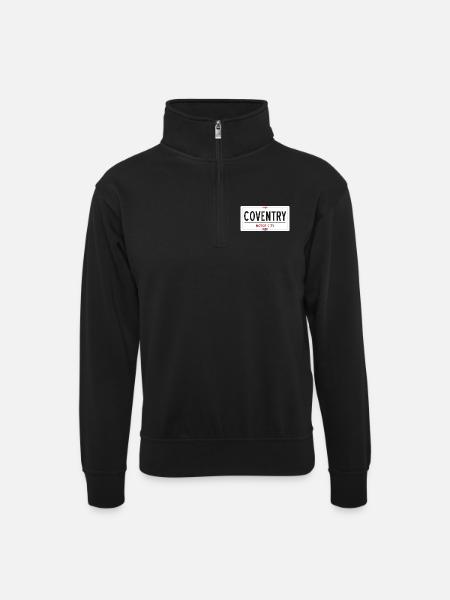 Coventry place sign - Unisex sweater with zip collar - black