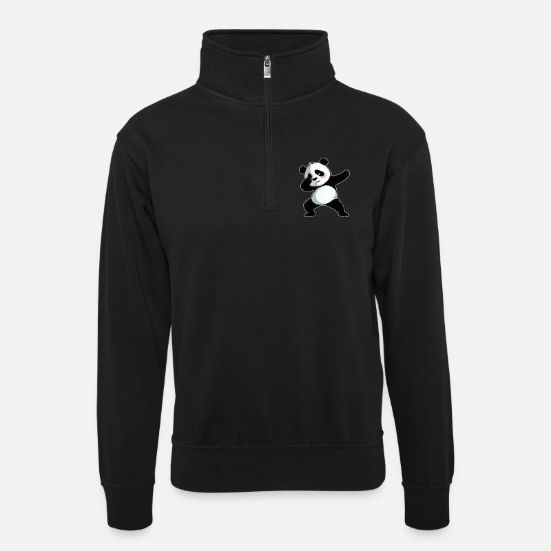 Dabbing Panda - Unisex sweater with zip collar - black