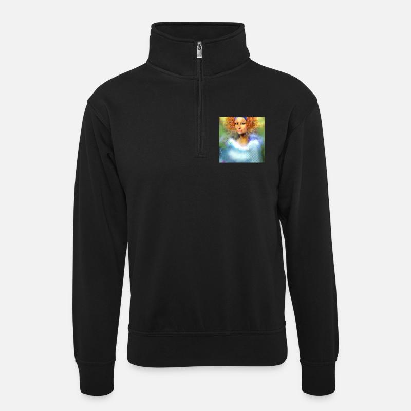 Kreative Powerfrau Digital-Art - Unisex Pullover mit Zip-Kragen - Schwarz