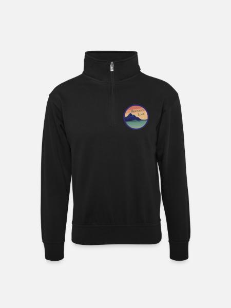 Mountain Love - Unisex sweater with zip collar - black