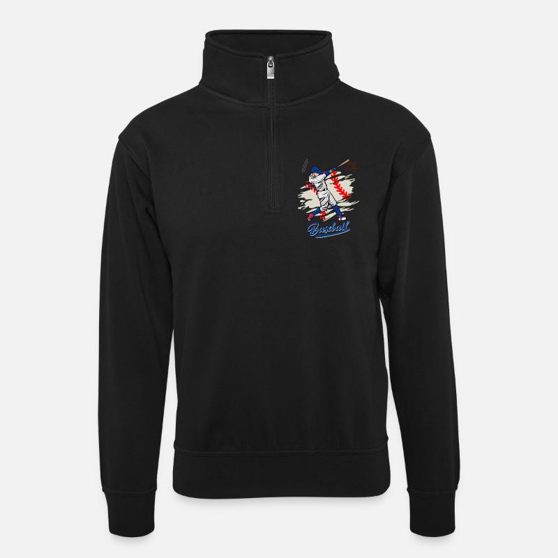 Dynamische Baseballschaukel Illustration - Unisex Pullover mit Zip-Kragen - Schwarz