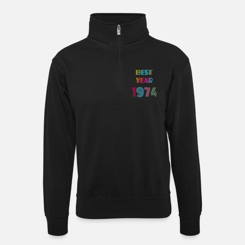 BEST YEAR - Sweat col montant zippé unisexe - noir