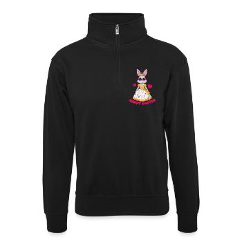 Osterhase Königin - Unisex Pullover mit Zip-Kragen - Schwarz - Vorne