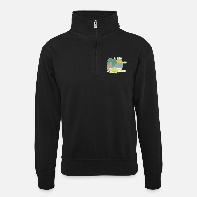 Sun and Beach - Unisex Pullover mit Zip-Kragen - Schwarz