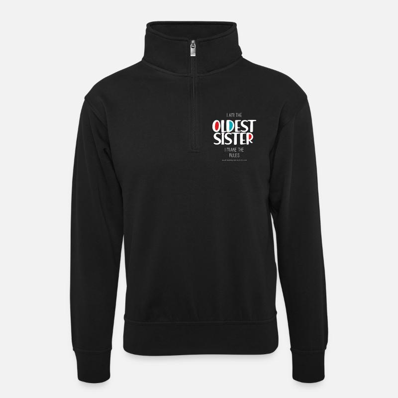 Älteste Schwester - Unisex Pullover mit Zip-Kragen - Schwarz