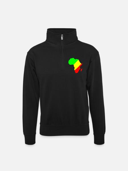 afrique - Sweat col montant zippé unisexe - noir