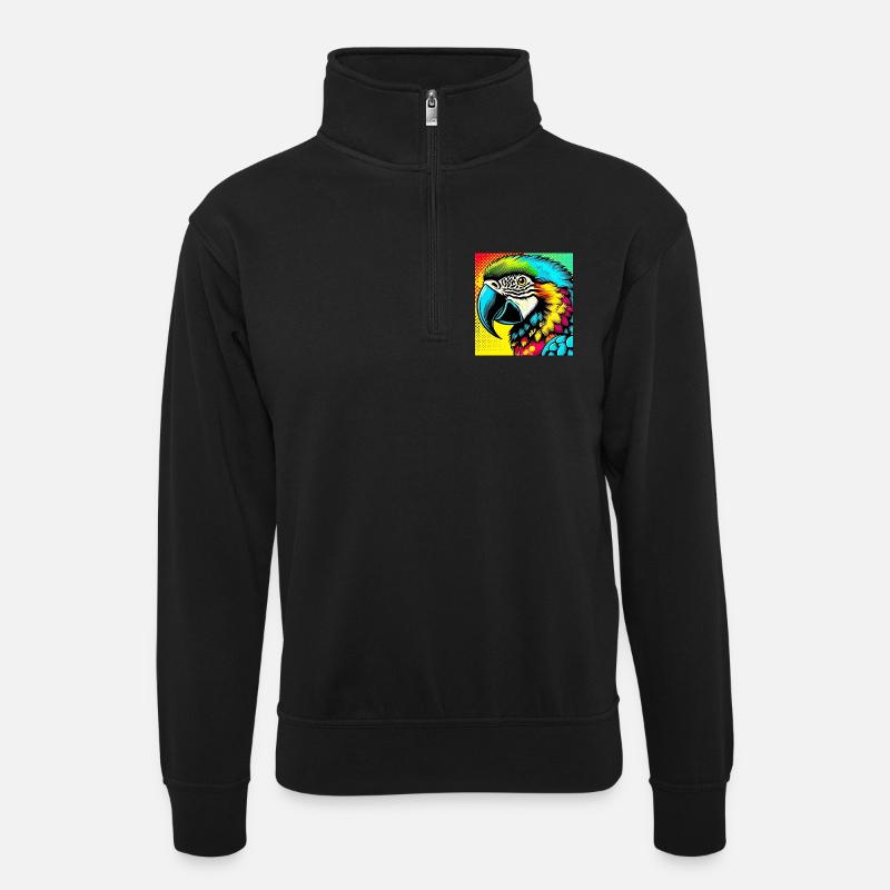 Parrot Pop Art - Unisex sweater with zip collar - black