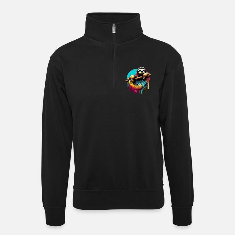 Sloth - Unisex sweater with zip collar - black