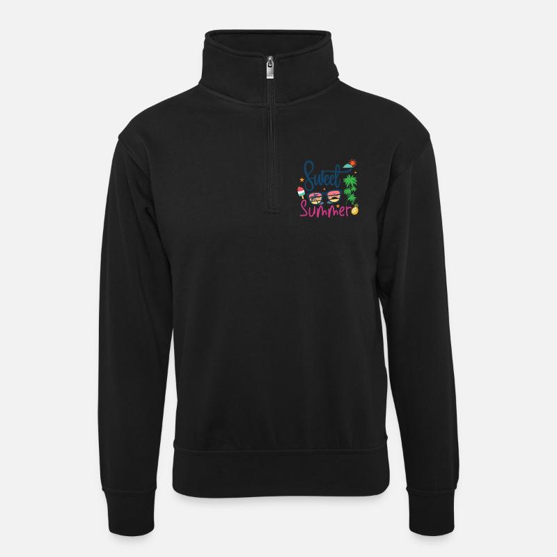 Doux été - Sweat col montant zippé unisexe - noir