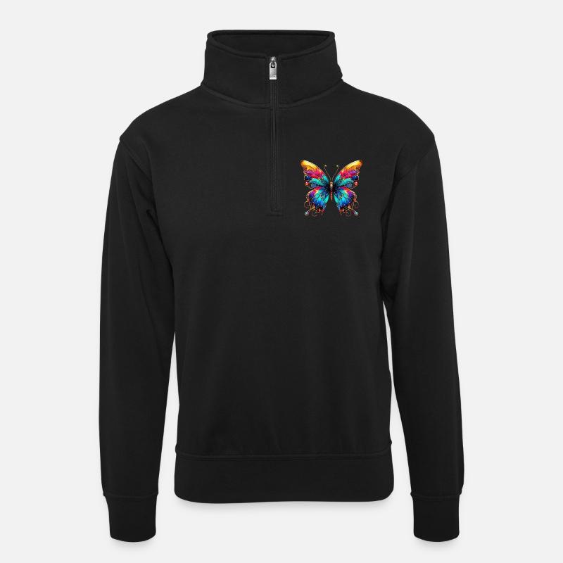 Papillon - Sweat col montant zippé unisexe - noir