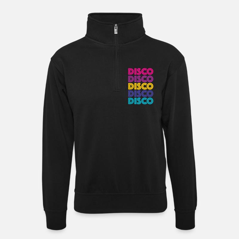 Disco Disco Disco - Unisex Pullover mit Zip-Kragen - Schwarz