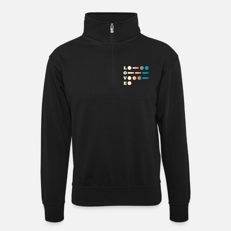 Love Morse Code - Unisex sweater with zip collar - black