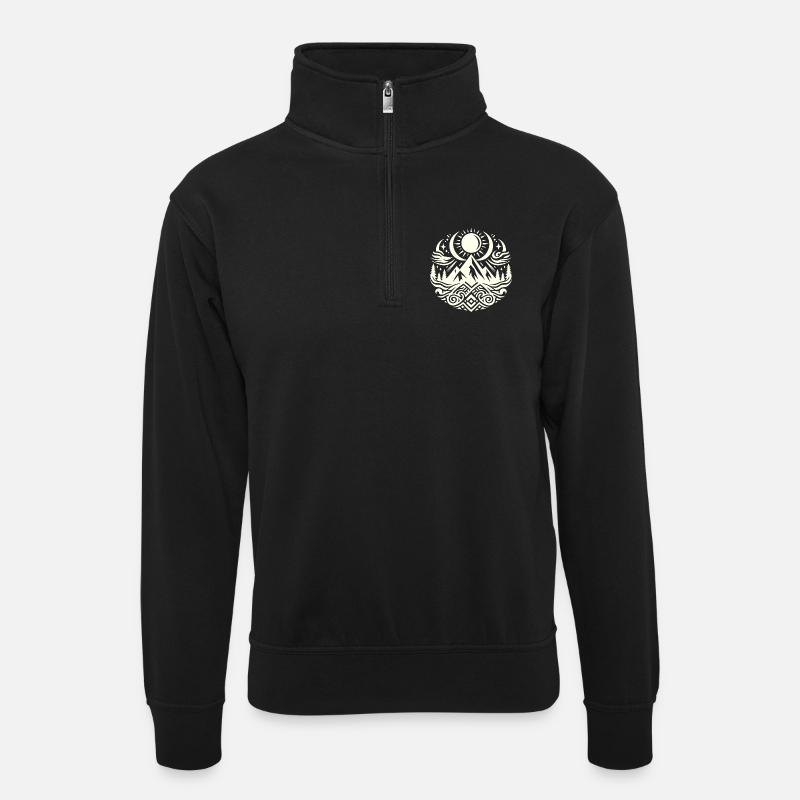 Leben in den Bergen - Unisex Pullover mit Zip-Kragen - Schwarz