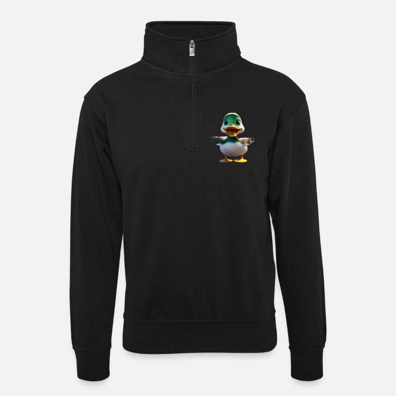Caneton doux - Sweat col montant zippé unisexe - noir