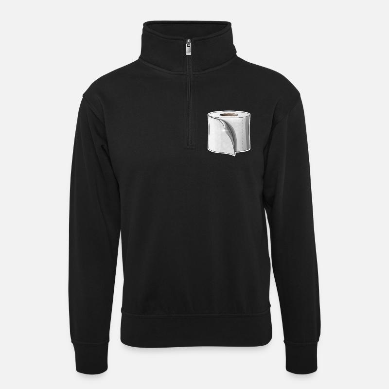 Toilettenpapier - Unisex Pullover mit Zip-Kragen - Schwarz