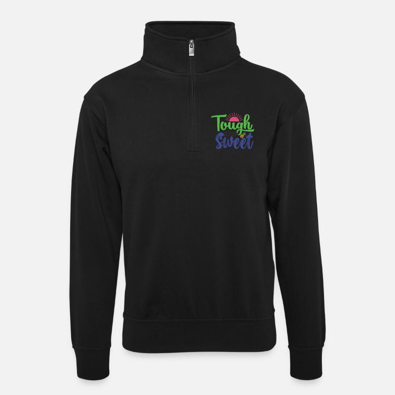 Tough und süß - Unisex Pullover mit Zip-Kragen - Schwarz