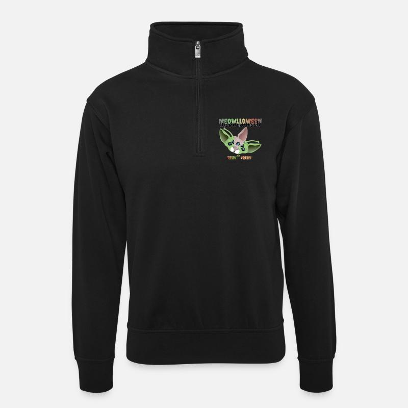 sphinx cat alien mask - Unisex sweater with zip collar - black