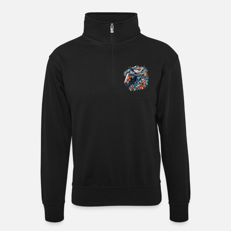 Cheval - Sweat col montant zippé unisexe - noir