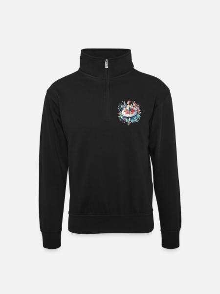 Ballet dancer with tutu - Unisex sweater with zip collar - black
