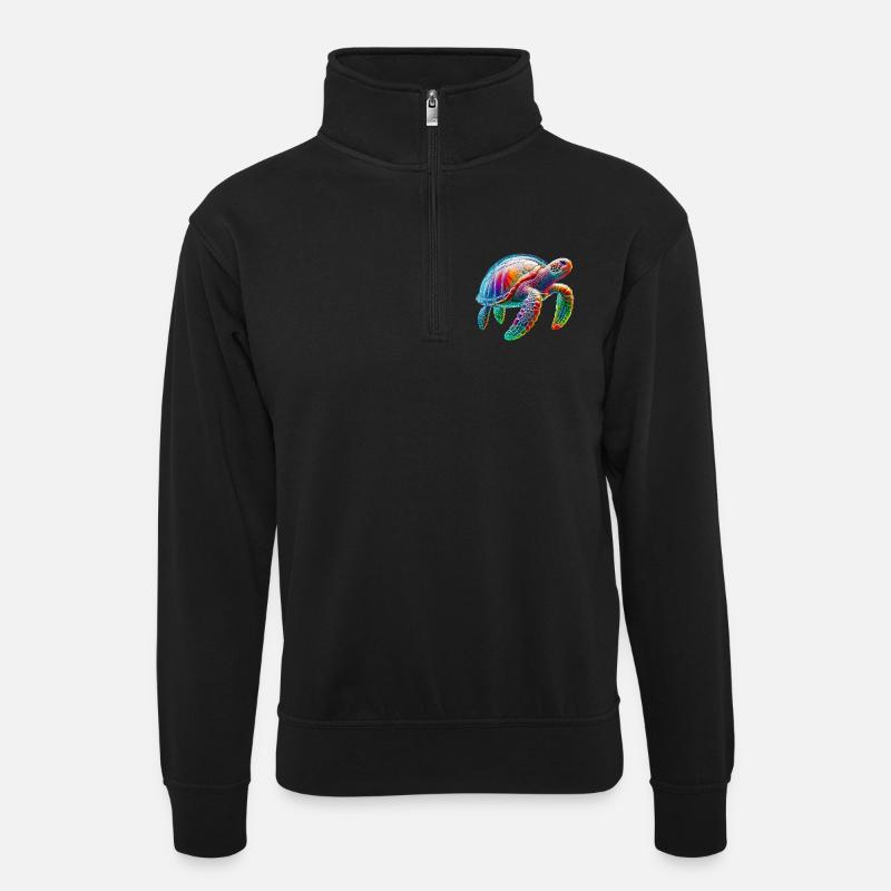 Tortue - Sweat col montant zippé unisexe - noir