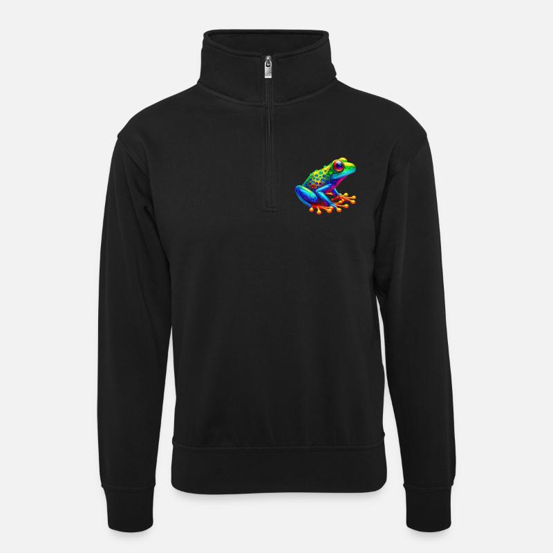 Grenouille - Sweat col montant zippé unisexe - noir