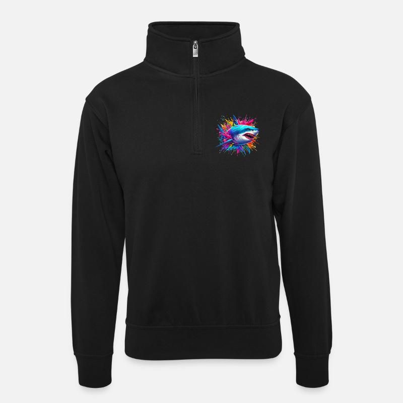 Requin - Sweat col montant zippé unisexe - noir