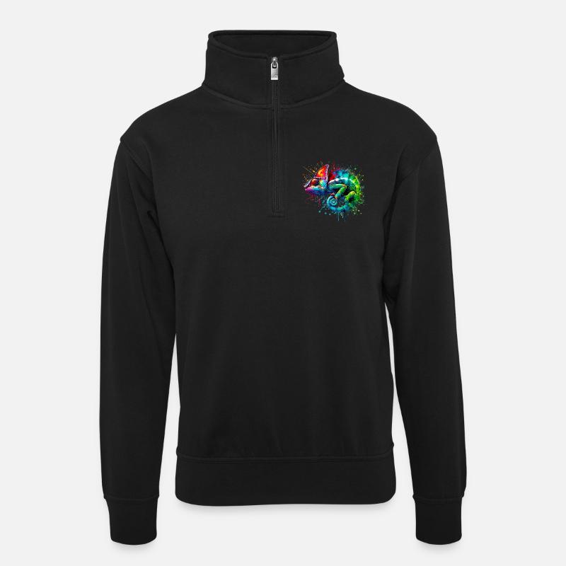 Caméléon - Sweat col montant zippé unisexe - noir