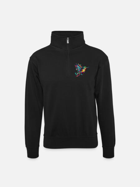 Hummingbird - Unisex sweater with zip collar - black