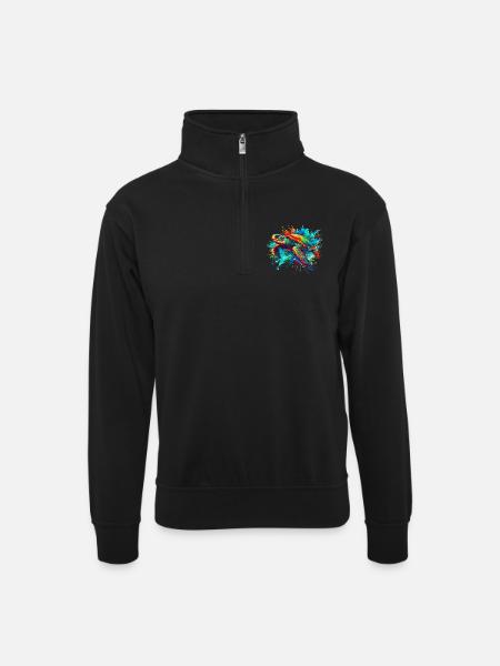 Turtle - Unisex sweater with zip collar - black