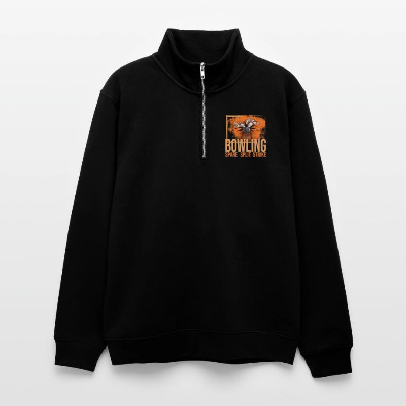 Bowling - Spare - Split - Strike Unisex Pullover mit Zip-Kragen