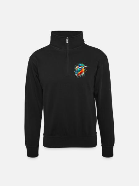 Eisvogel - Unisex Pullover mit Zip-Kragen - Schwarz