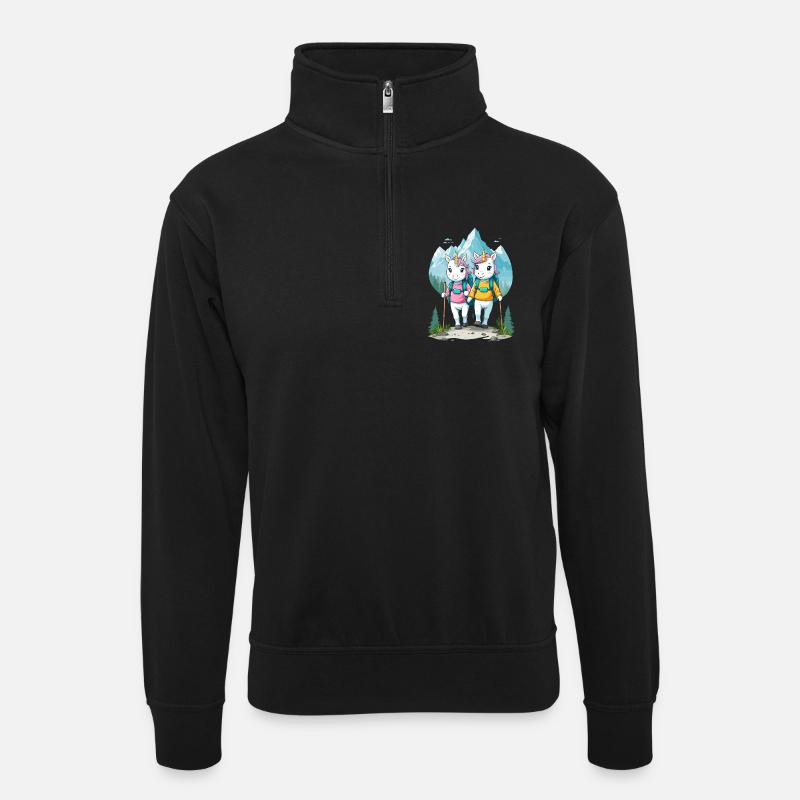 Wanderer Unicorns - Unisex sweater with zip collar - black