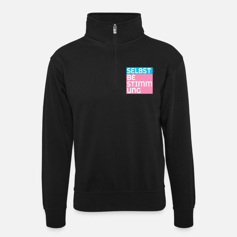 TRANS SELBSTBESTIMMUNG - Unisex Pullover mit Zip-Kragen - Schwarz