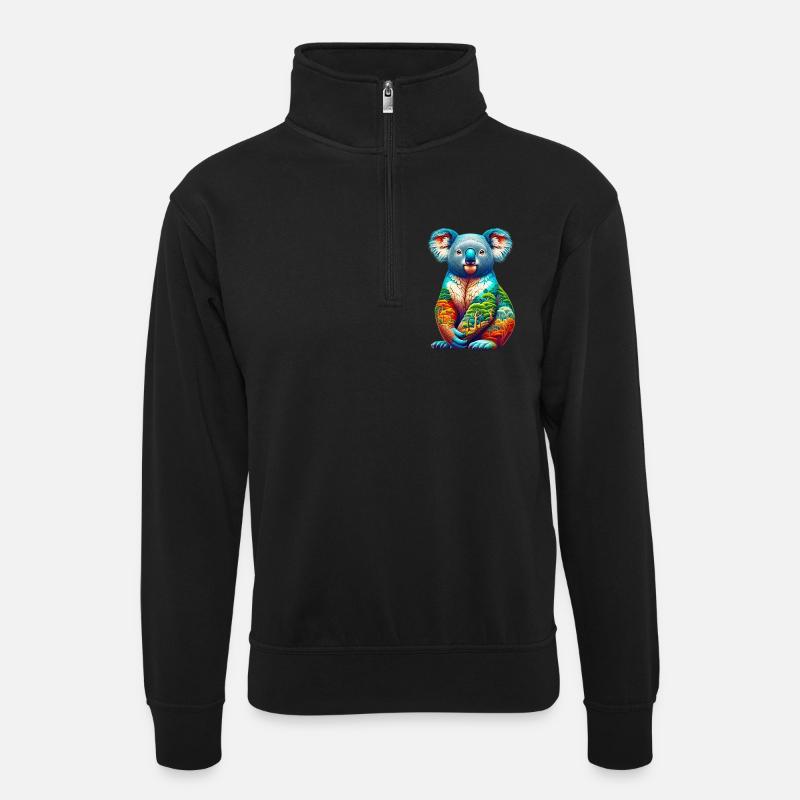 Koala - Unisex sweater with zip collar - black