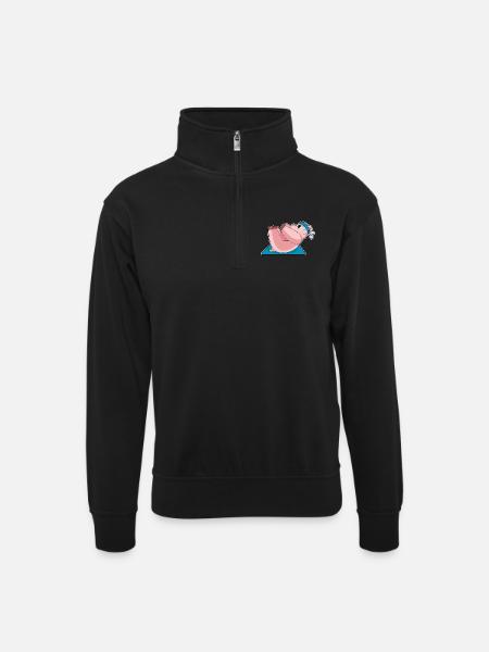 Pig Abdominal Workout Bodybuilding - Unisex sweater with zip collar - black