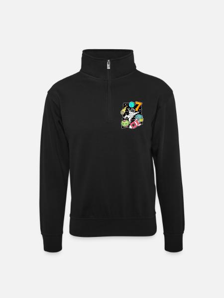 7 Birthday Boy Astronaut - Unisex sweater with zip collar - black