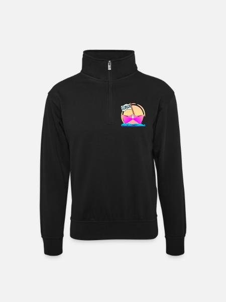FEHMARN OSTSEEINSEL BOOTFAHREN - Unisex Pullover mit Zip-Kragen - Schwarz