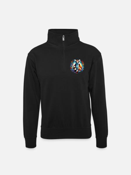 Lemur - Unisex sweater with zip collar - black