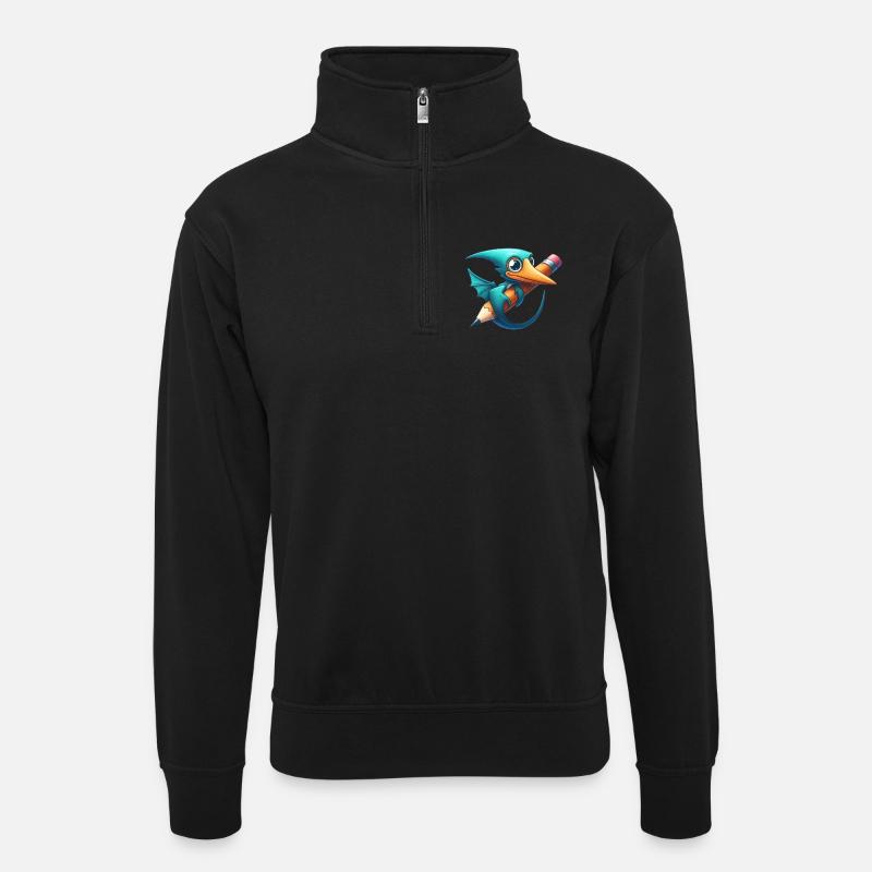 Pterodactyl Pencil Kawaii Pterosaur Dino - Unisex sweater with zip collar - black