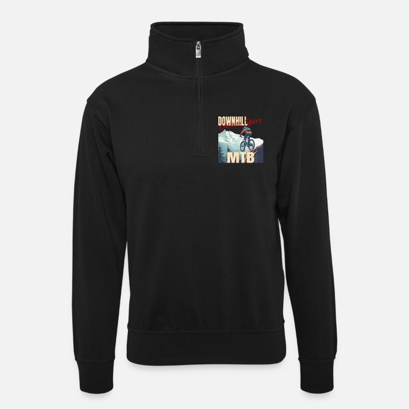 Downhill - Extrem Sport - Unisex Pullover mit Zip-Kragen - Schwarz
