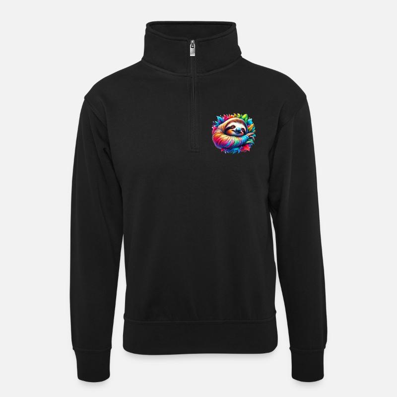 Sloth - Unisex sweater with zip collar - black