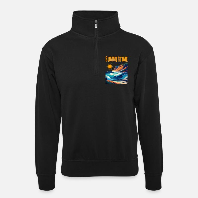 Summertime - schönes Sommerdesign - Unisex Pullover mit Zip-Kragen - Schwarz