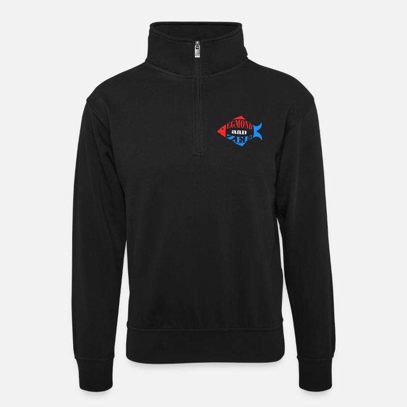 Egmond aan Zee - Unisex Pullover mit Zip-Kragen - Schwarz