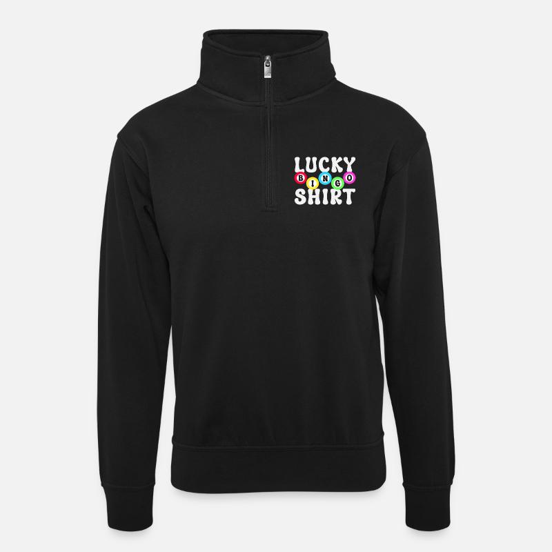 Bingo Bingospieler - Unisex Pullover mit Zip-Kragen - Schwarz