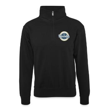 Surf and Boarder Label - Unisex Pullover mit Zip-Kragen - Schwarz - Vorne