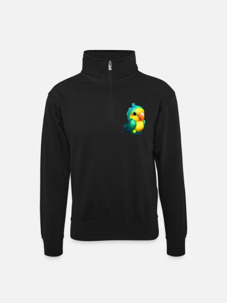 Parrot - Unisex sweater with zip collar - black