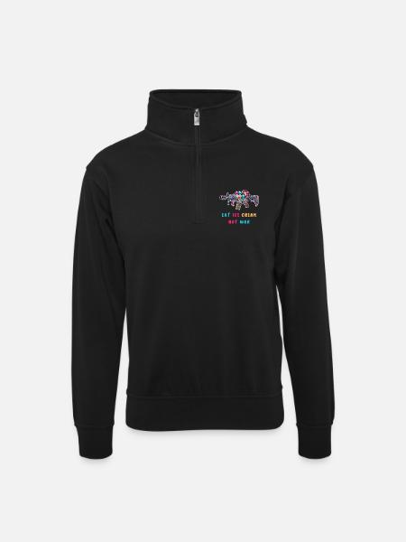 Eiscreme statt Krieg - Unisex Pullover mit Zip-Kragen - Schwarz