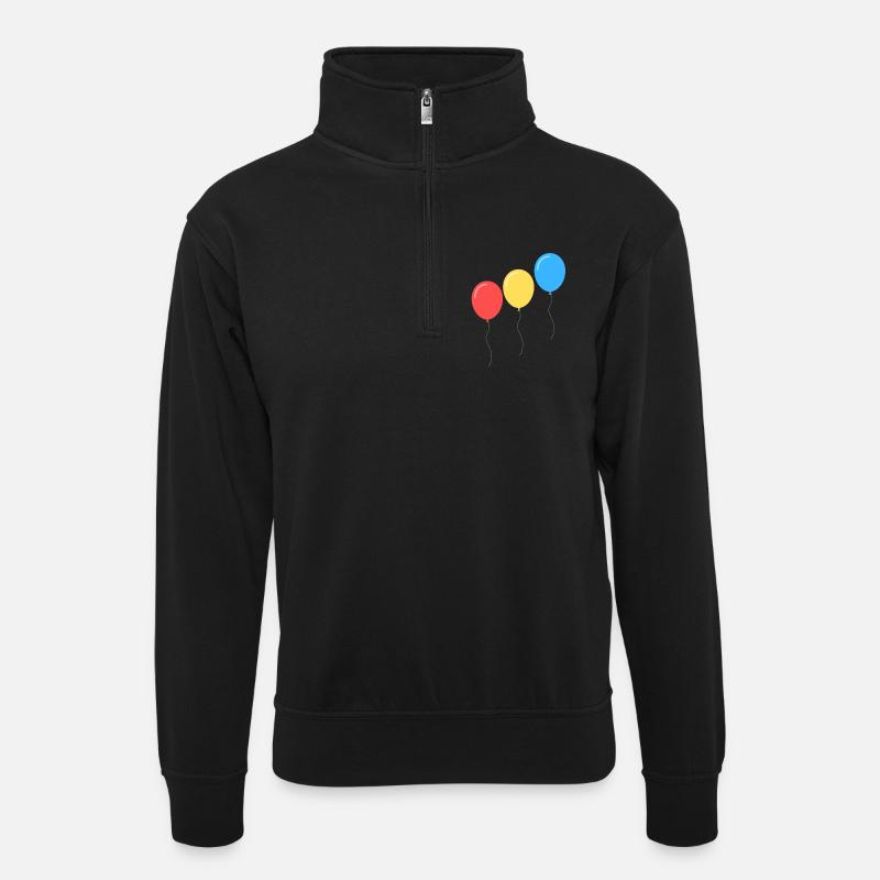 Three Bright Balloons Pop Art - Unisex sweater with zip collar - black
