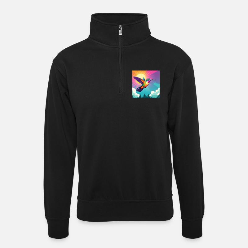Hummingbird - Unisex Pullover mit Zip-Kragen - Schwarz