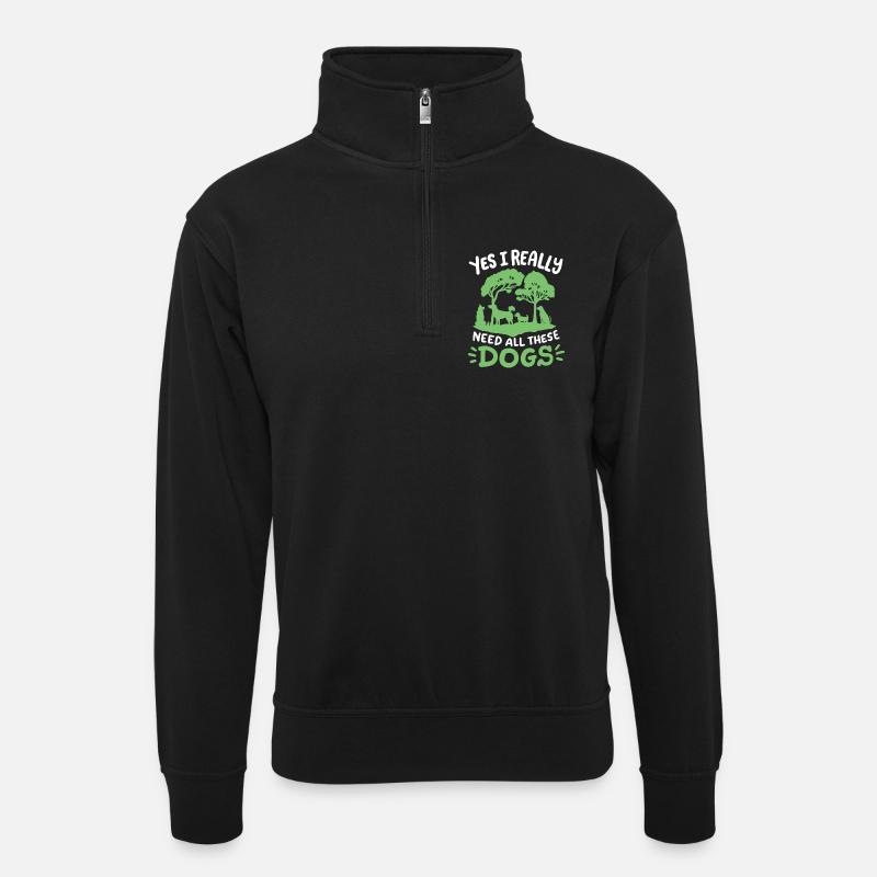 Hundeliebhaber Hundebesitzer - Unisex Pullover mit Zip-Kragen - Schwarz